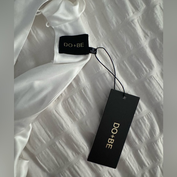 White Romper High Neck with Bow - Picture 3 of 3